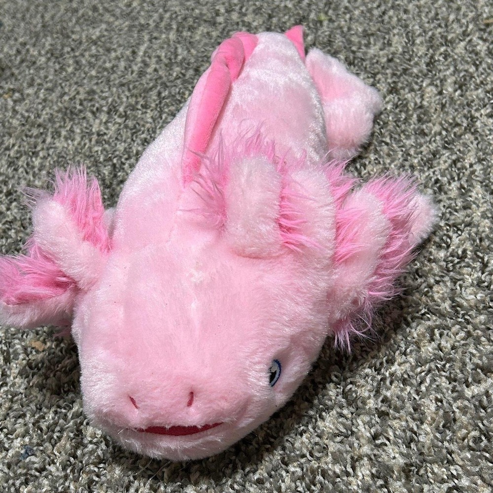 The Petting Zoo Pink Fuzzy Fluffy Axolotl Plush 15" NWOT